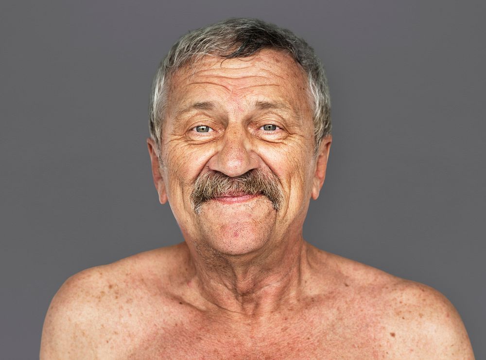 Senior Adult Man SmilFace Expression Feeling Studio Portrait