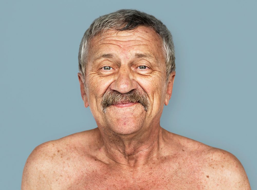 Senior Adult Man SmilFace Expression Feeling Studio Portrait
