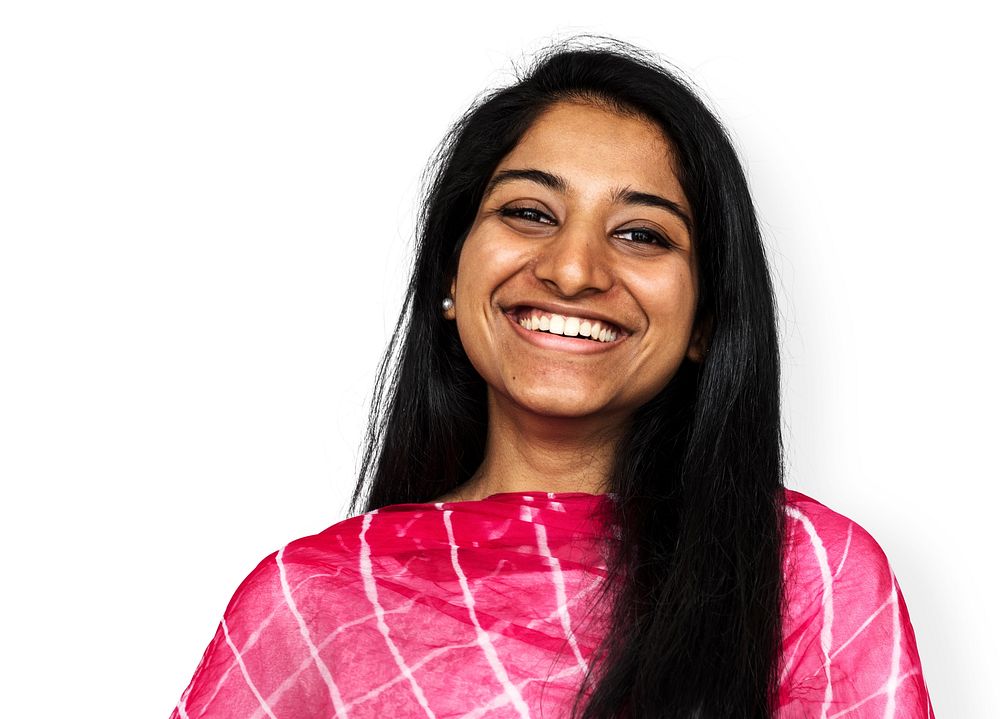 Young woman smiling studio photo