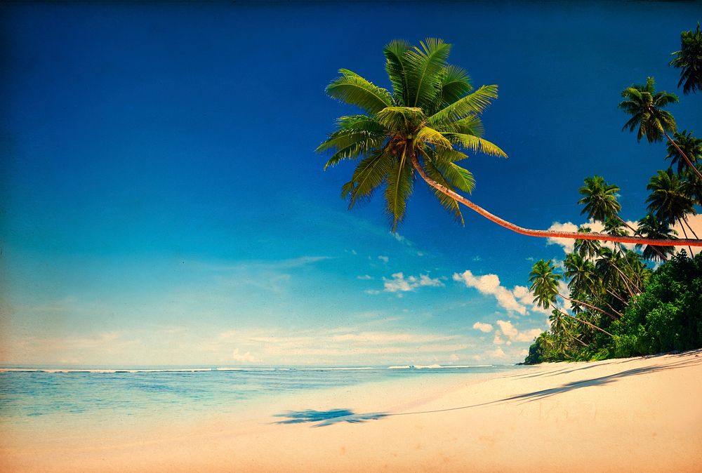 Tropical beach paradise with vintage effect.