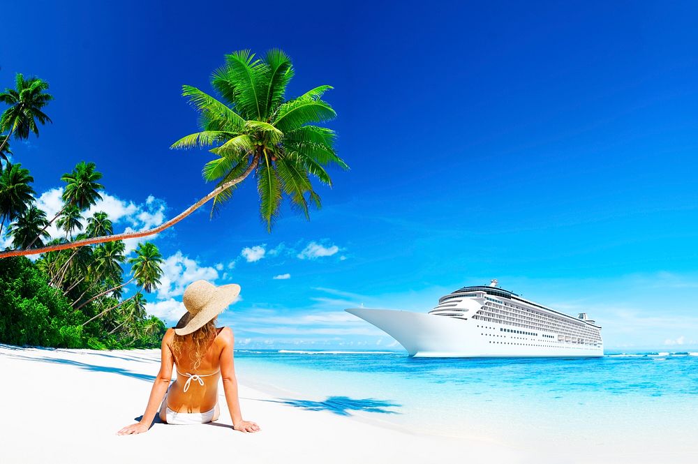 Woman Sunbathe Sunny Summer Beach Relaxing Concept
