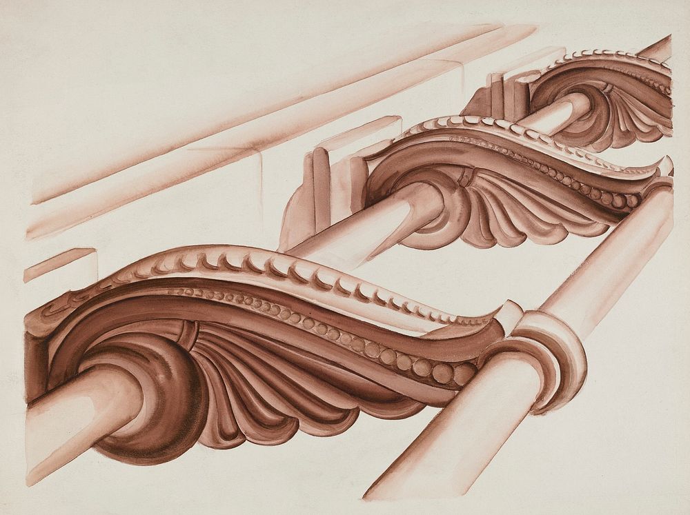 Ornamental Stair Rail (ca.1937) by Natalie Simon. Original from The National Gallery of Art. Digitally enhanced by rawpixel.