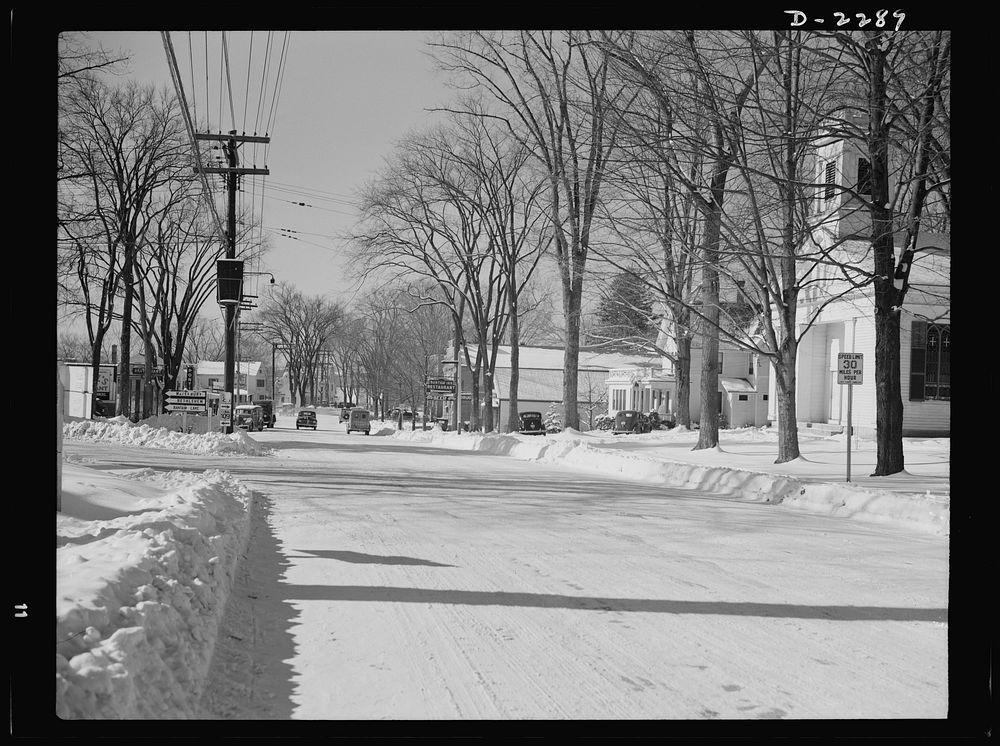 Bantam, Connecticut. The business section of Bantam with the camera facing south along Lafayette Boulevard (Route 25). A few…