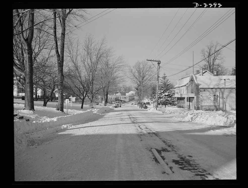 Bantam, Connecticut. Bantam Lane, looking toward the Warren McArthur plant and the center of town. To the left, now shown…