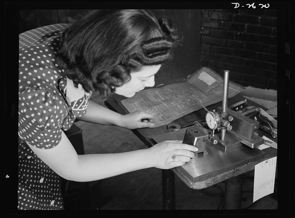 Conversion. Safety razor plant. Estelle Wilson, one of a New England razor factory's many women workers, checks completed V…