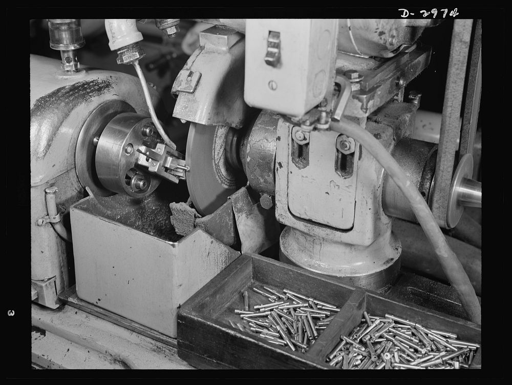 Conversion. Electric shaver plant. This Norton type C six-inch semi-automatic cylindrical grinder in a New England plant…