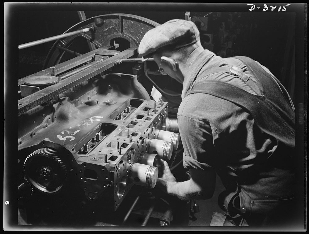 Halftrac scout cars. Putting precision-made pistons assemblies into precision-made cylinders is a job that fits this former…