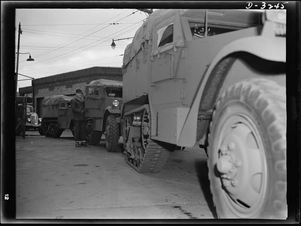 Army halftrac scout cars ready for final test. When the test drivers of a large Midwest plant get through doing their stuff…