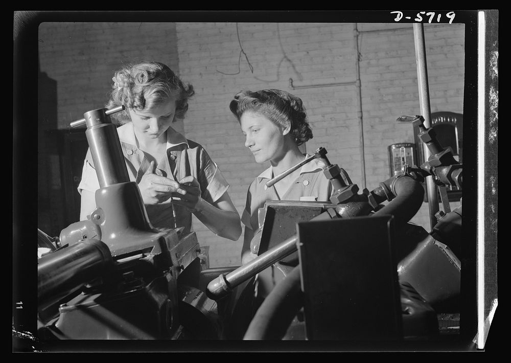 Women in industry. Tool  production. Pioneers of the production line, these two young workers are among the first women ever…