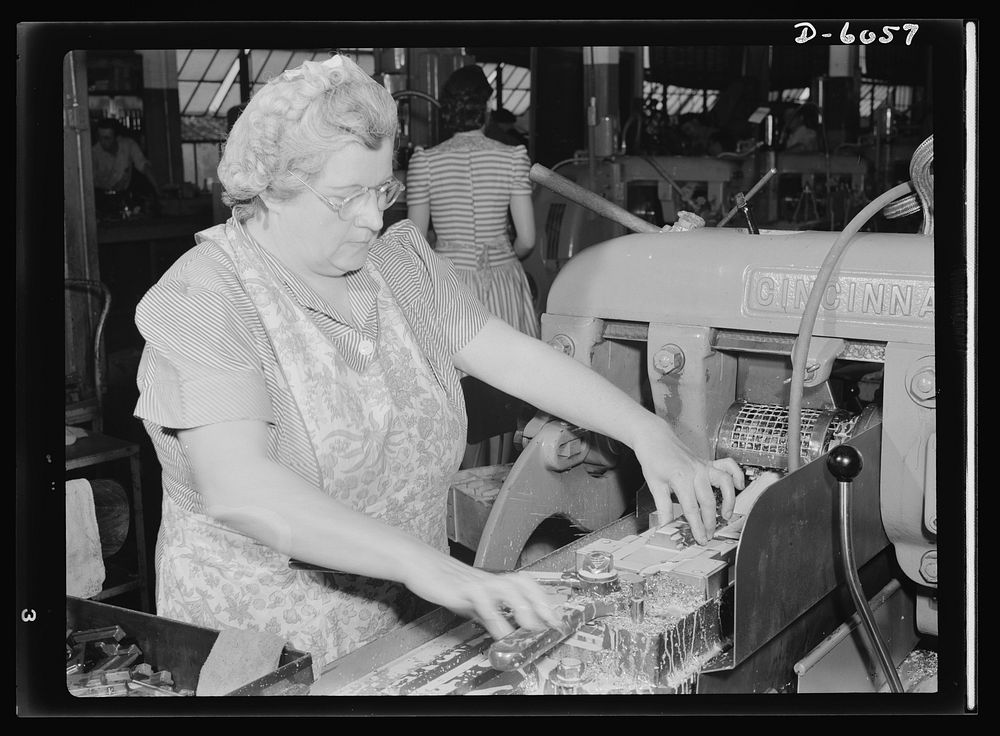 Women in war. Machine gun production operators. A woman's place is on the production line in this Midwest plant which has…