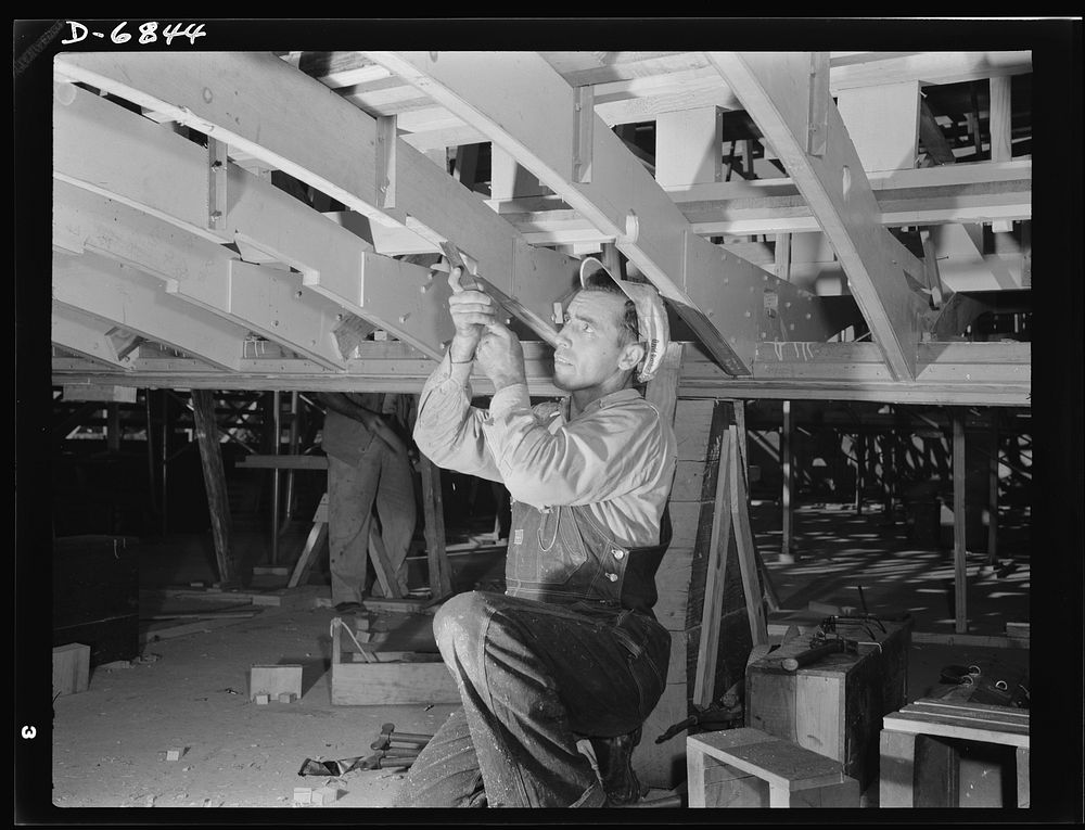 Production. Motor torpedo boats (wooden). Hand trades are important in the building of wooden boats for the Navy. This man…