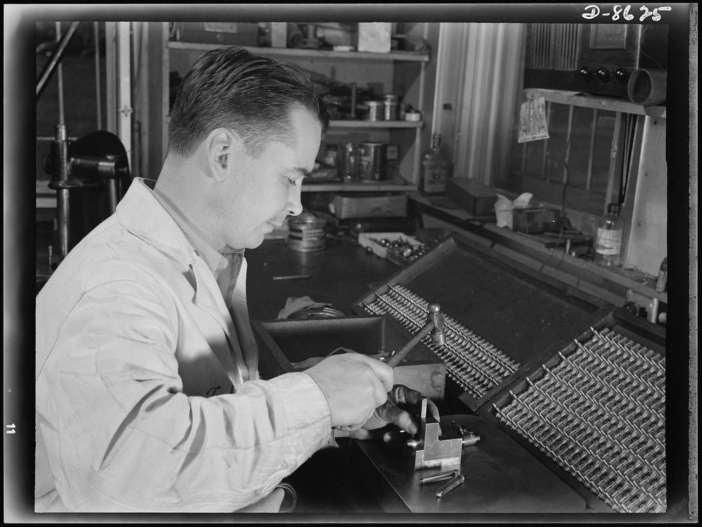 Production. Blood transfusion bottles. Employed by a local subcontractor for Baxter Laboratories Inc., Glenview, Illinois…