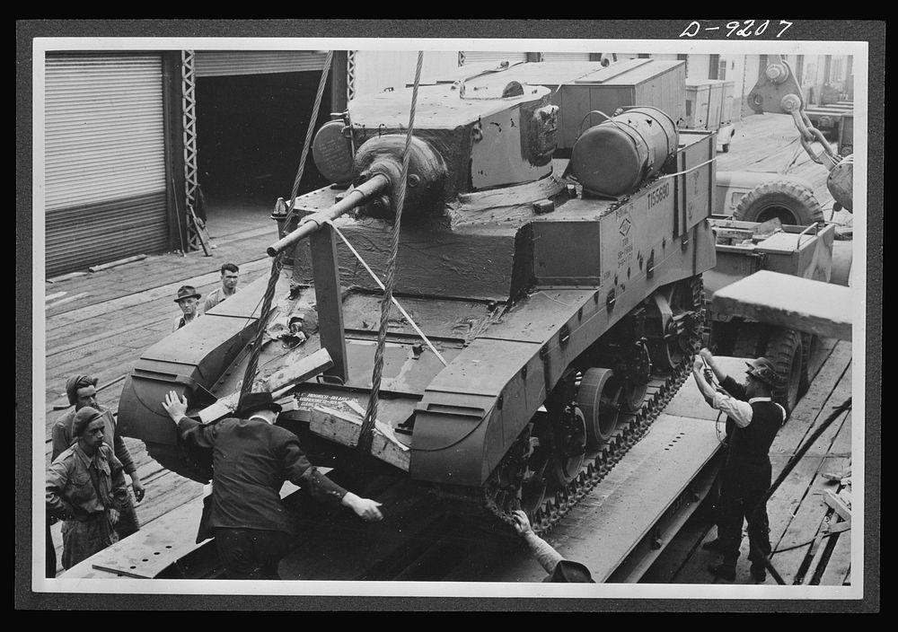 American lend-lease equipment is playing a vital part in the development of United Nations mechanized forces. Here, an…