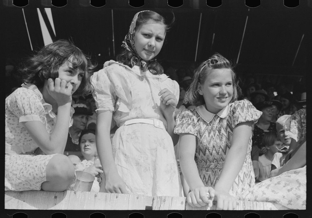 Girls at 4-H Club fair, Cimarron, Kansas by Russell Lee