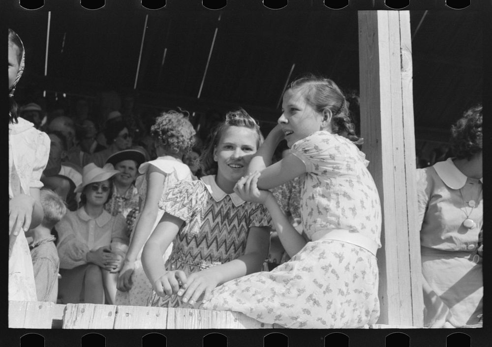 [Untitled photo, possibly related to: Girls at 4-H Club fair, Cimarron, Kansas] by Russell Lee