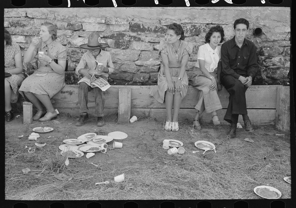 [Untitled photo, possibly related to: Scene at Bean Day festival, Wagon Mound, New Mexico] by Russell Lee
