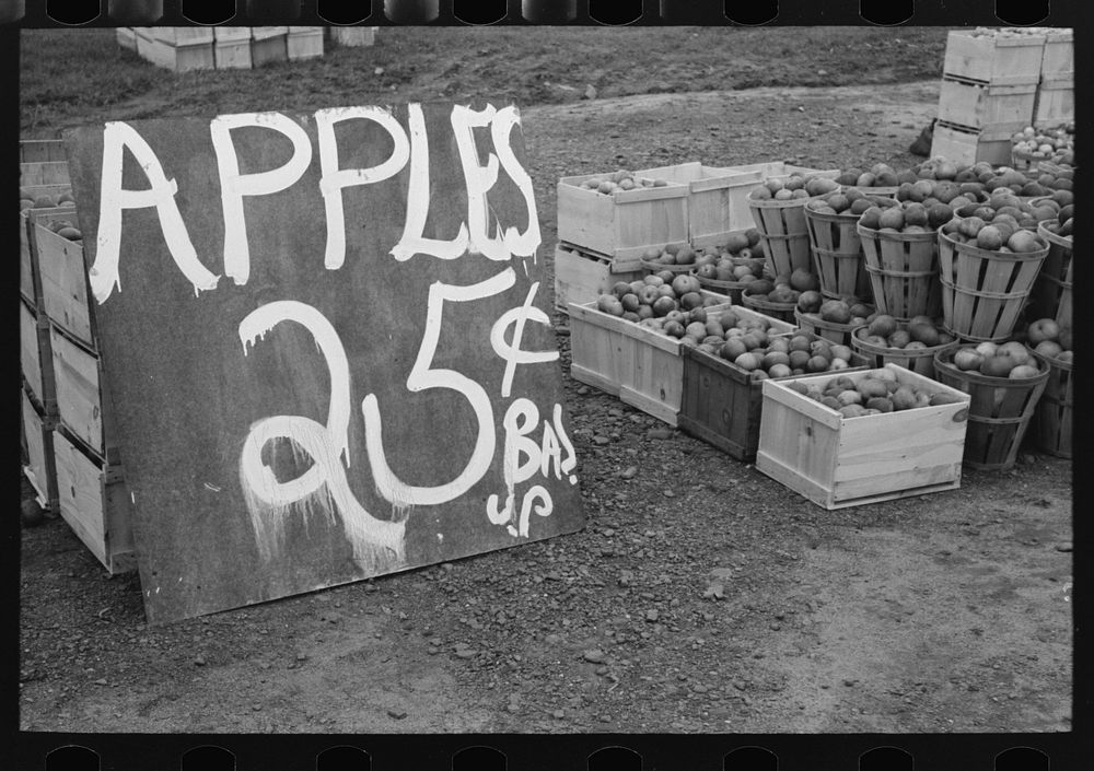 Apples for sale at roadside stand near Berlin, Connecticut by Russell Lee
