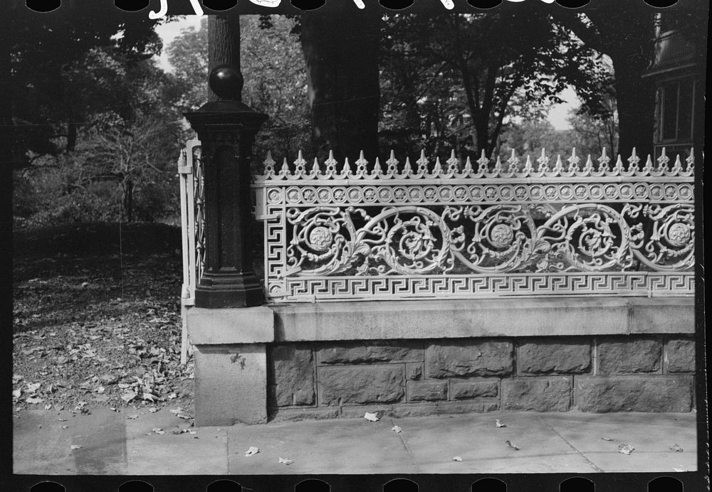 Iron grill work of residence, Meriden, Connecticut by Russell Lee