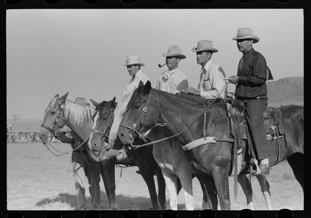 Judges at Bean Day rodeo, Wagon Mound, New Mexico by Russell Lee