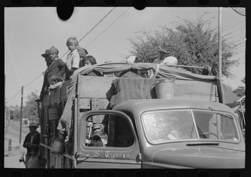Truckload of Mexican migrants returning to their homes in the Rio Grande Valley from Mississippi where they had been picking…