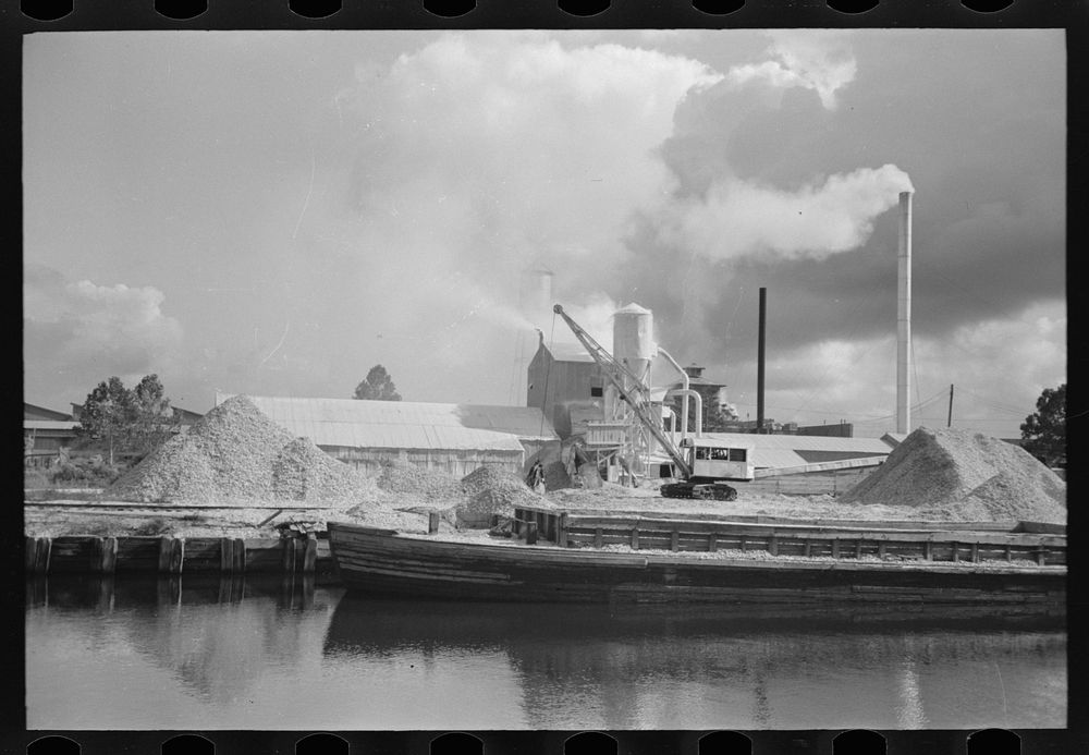 [Untitled photo, possibly related to: Along the banks of the Port of Houston are several crushing plants for oyster shell.…
