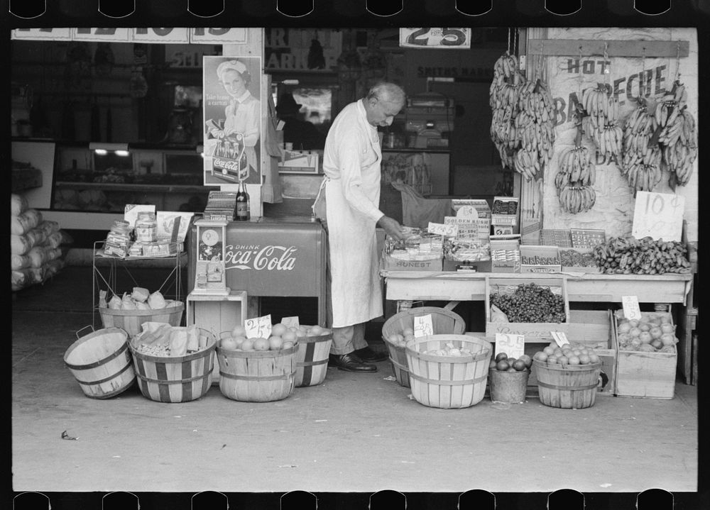 Proprietor of small store in market square, Waco, Texas by Russell Lee