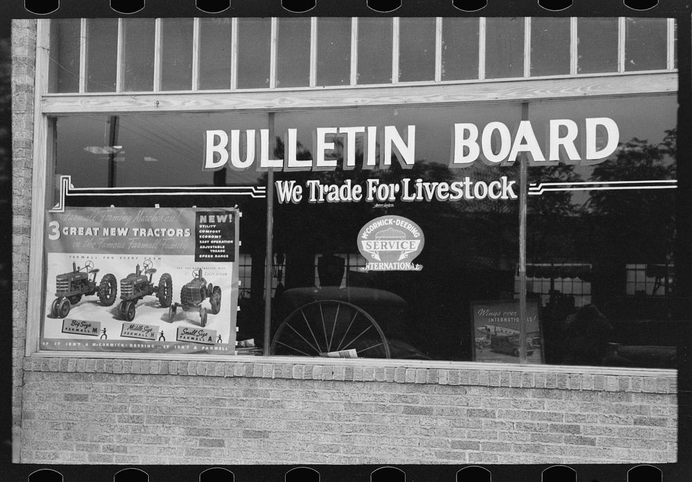 Window of agricultural machinery store, Brownwood, Texas by Russell Lee