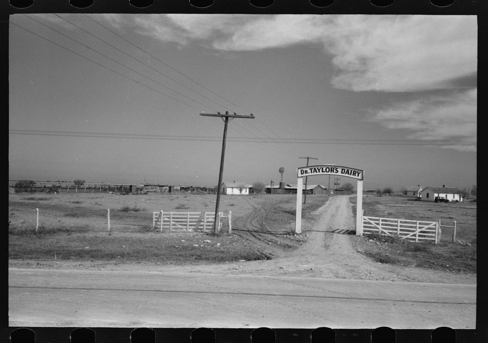 [Untitled photo, possibly related to: Entrance to dairy, Tom Green County, near San Angelo, Texas] by Russell Lee