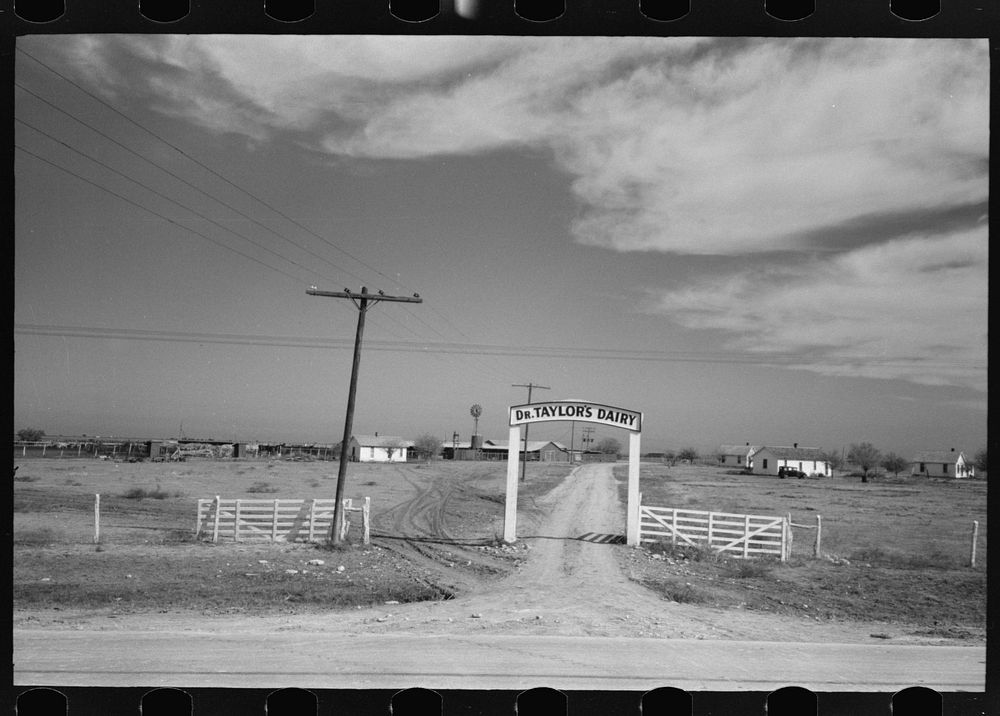 Entrance to dairy, Tom Green County, near San Angelo, Texas by Russell Lee
