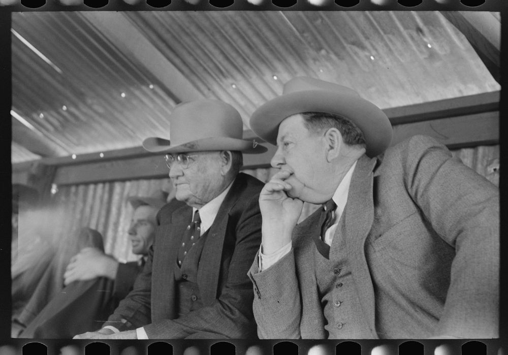 Cattlemen at cattle auction, San Angelo, Texas by Russell Lee