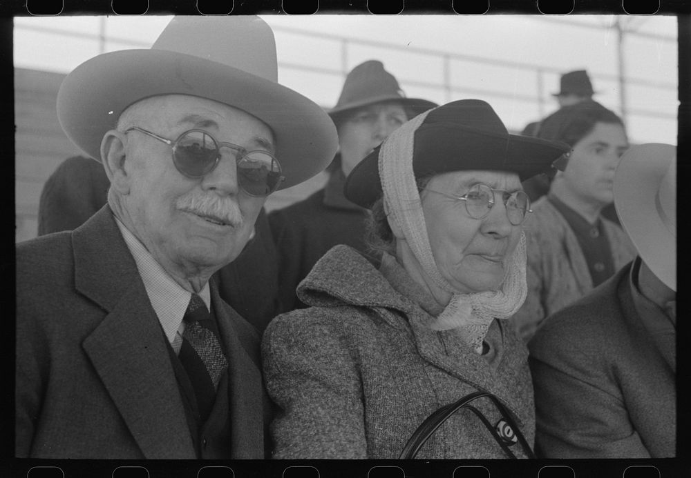 [Untitled photo, possibly related to: Elderly couple at the rodeo during the San Angelo Fat Stock Show, San Angelo, Texas]…