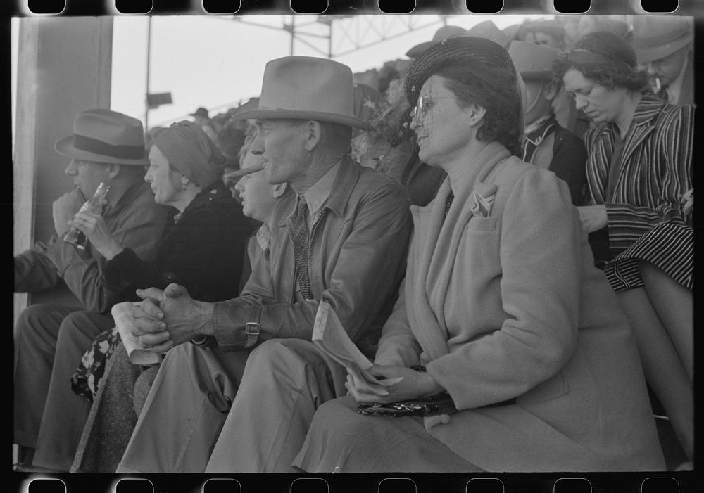 Spectators at the rodeo during the San Angelo Fat Stock Show, San Angelo, Texas by Russell Lee