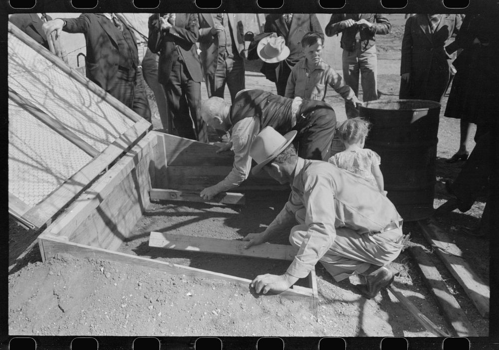 [Untitled photo, possibly related to: FSA (Farm Security Administration) Supervisor and a rehabilitation borrower preparing…