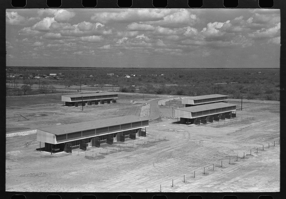 Multiple family units at the migratory labor camp, Sinton, Texas. These are for the use of agricultural laborers who will be…