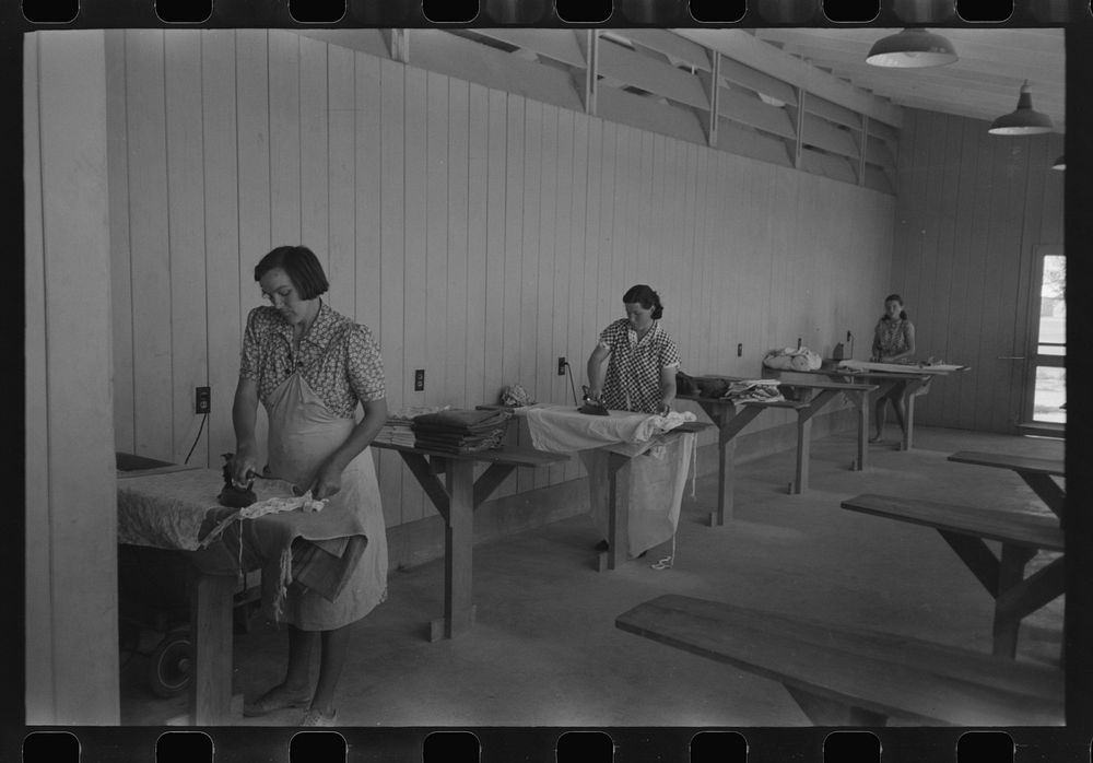 The ironing room at the Agua Fria Migratory Labor Camp, Arizona by Russell Lee