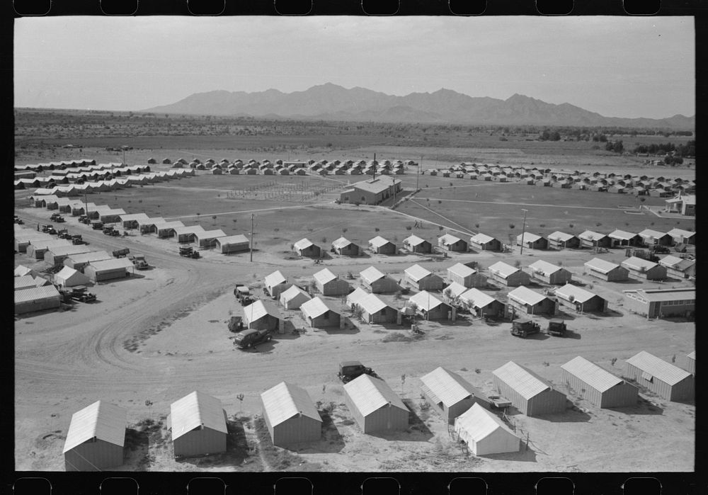 View of Agua Fria Migratory Labor Camp from the water tower, Arizona by Russell Lee