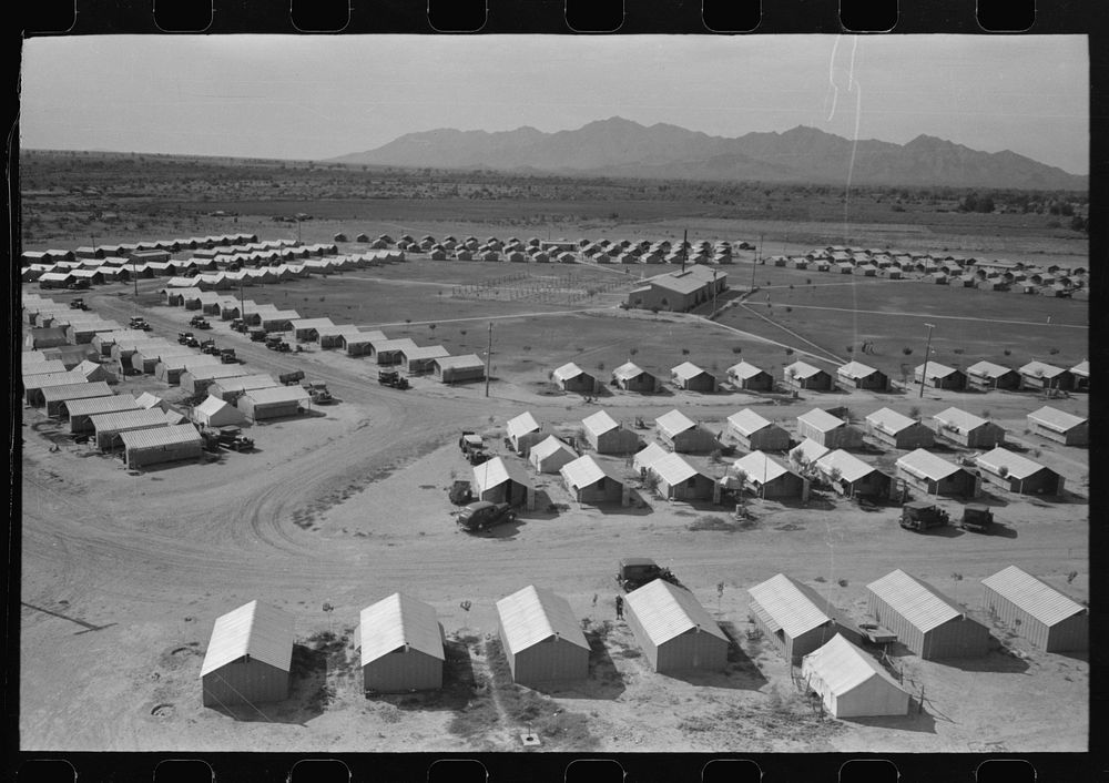 [Untitled photo, possibly related to: View of Agua Fria Migratory Labor Camp from the water tower, Arizona] by Russell Lee