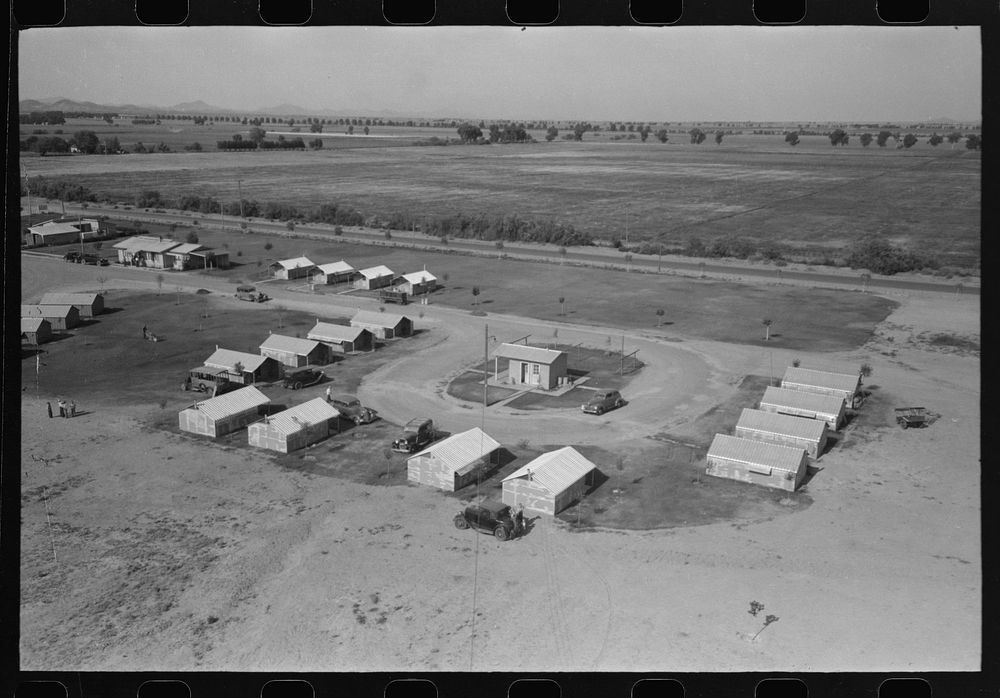 Isolation unit at the Agua Fria Migratory Labor Camp, Arizona. These units are designed for isolation of persons with…