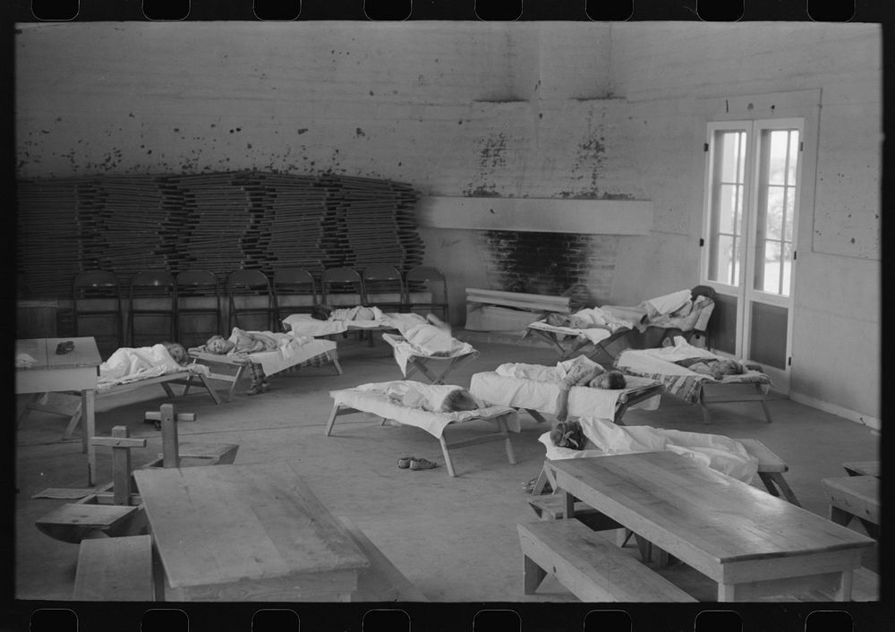 Children taking their nap at the Work Projects Administration nursery school at the Casa Grande Valley Farms, Pinal County…