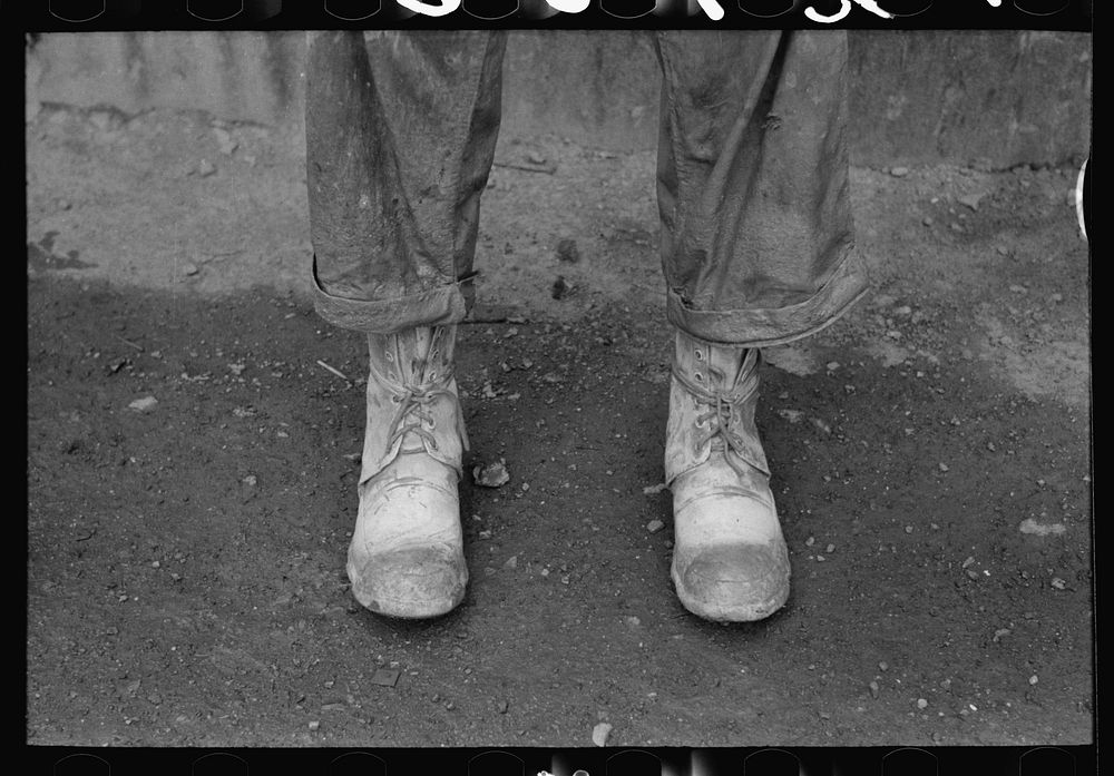 Detail of miner's boots, Mogollon, New Mexico by Russell Lee