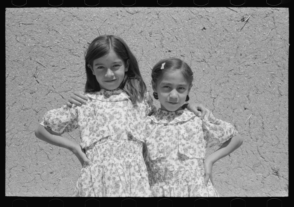 Spanish-American girls, Chamisal, New Mexico by Russell Lee