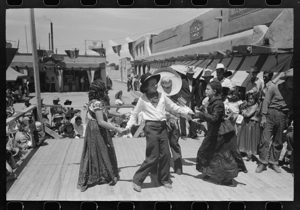 [Untitled photo, possibly related to: Native Spanish-American dance. Fiesta, Taos, New Mexico] by Russell Lee