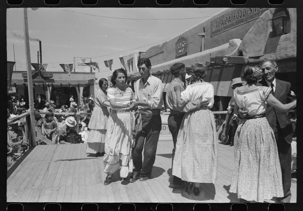 Native Spanish-American dance at fiesta, Taos, New Mexico by Russell Lee