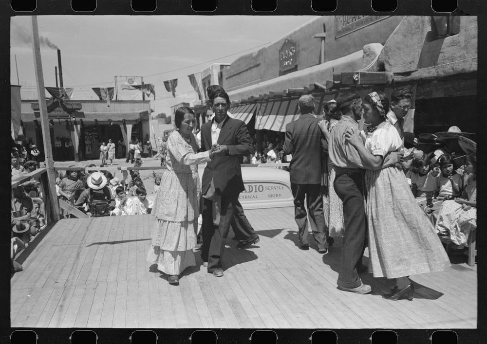 [Untitled photo, possibly related to: Native Spanish-American dance. Fiesta, Taos, New Mexico] by Russell Lee