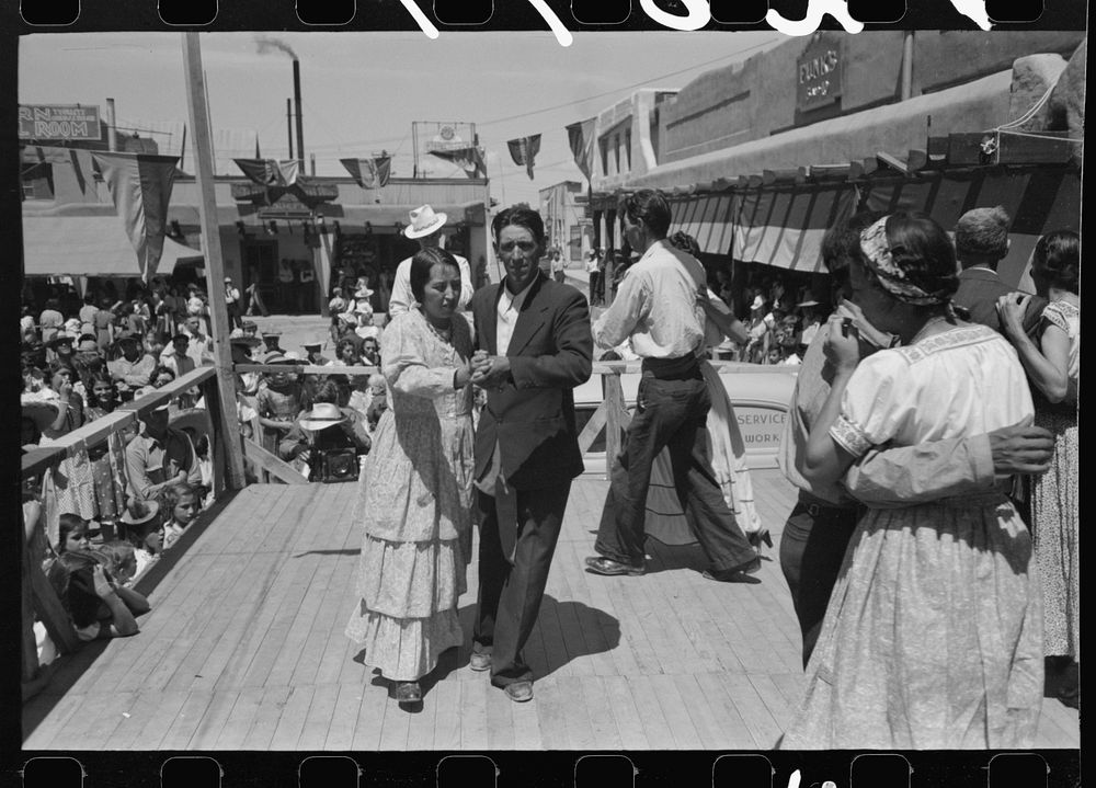 [Untitled photo, possibly related to: Native Spanish-American dance at fiesta, Taos, New Mexico] by Russell Lee