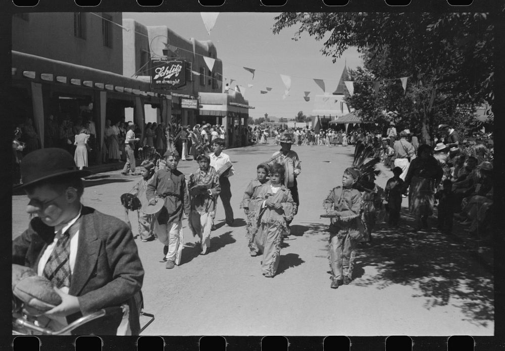 [Untitled photo, possibly related to: Crowds lined the streets and stood on top of covered sidewalks to see the dances at…