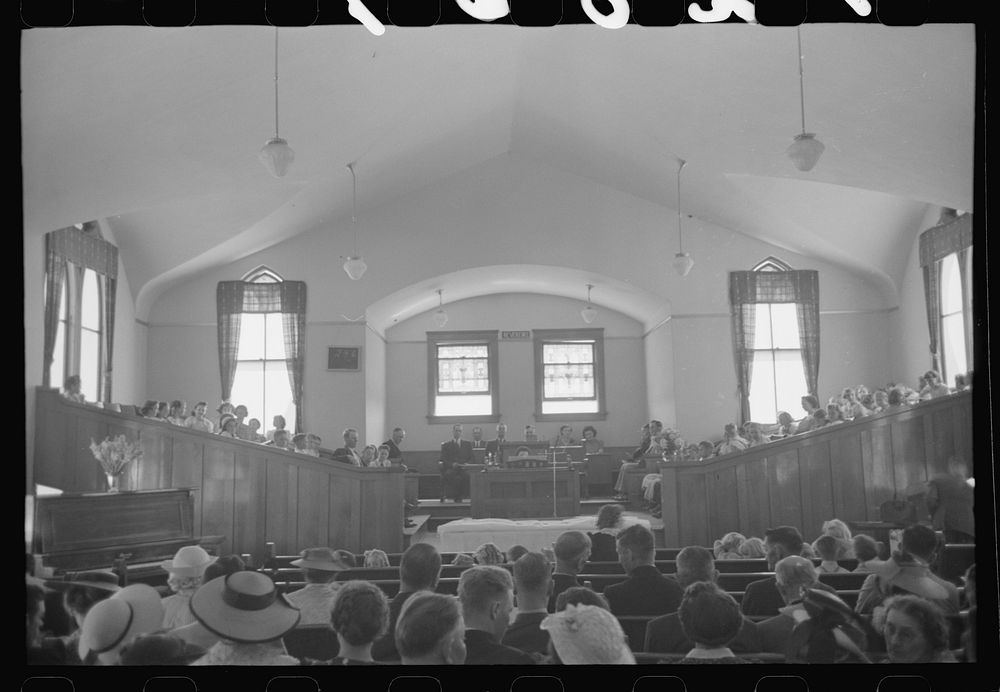 [Untitled photo, possibly related to: Mormon church on Sunday morning, Mendon, Utah] by Russell Lee