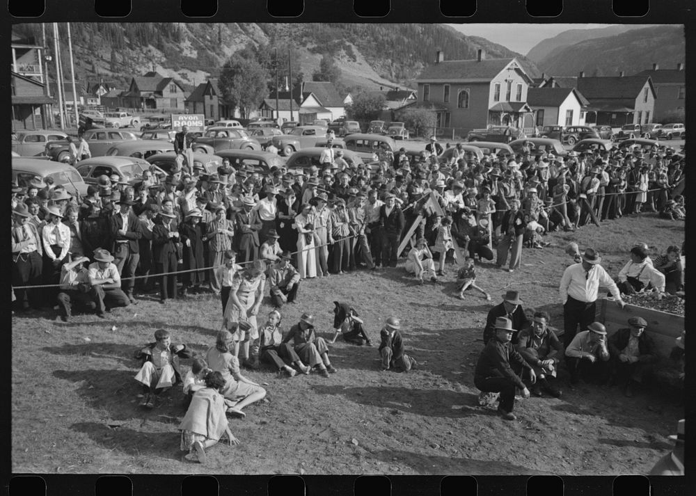 Spectators at the miners contest, Labor Day celebration, Silverton, Colorado by Russell Lee