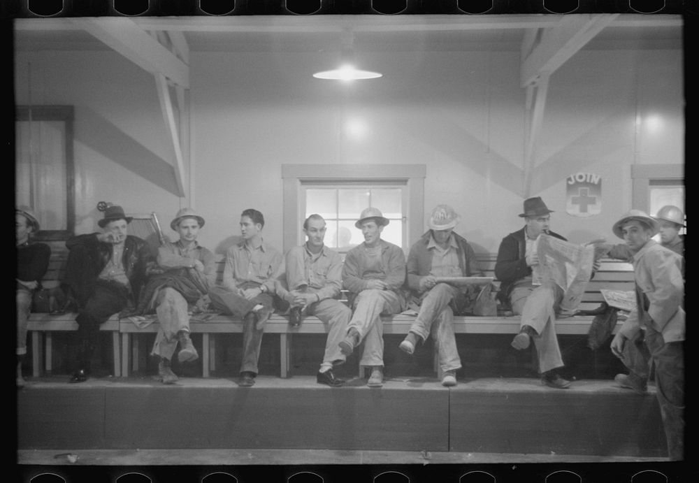 Construction workers in commissary, Shasta Dam, Shasta County, California by Russell Lee