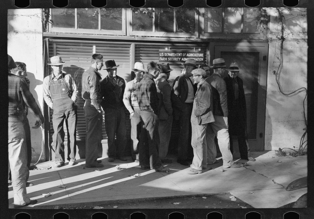 Applicants for grants. FSA (Farm Security Administration) office at Marysville, California by Russell Lee